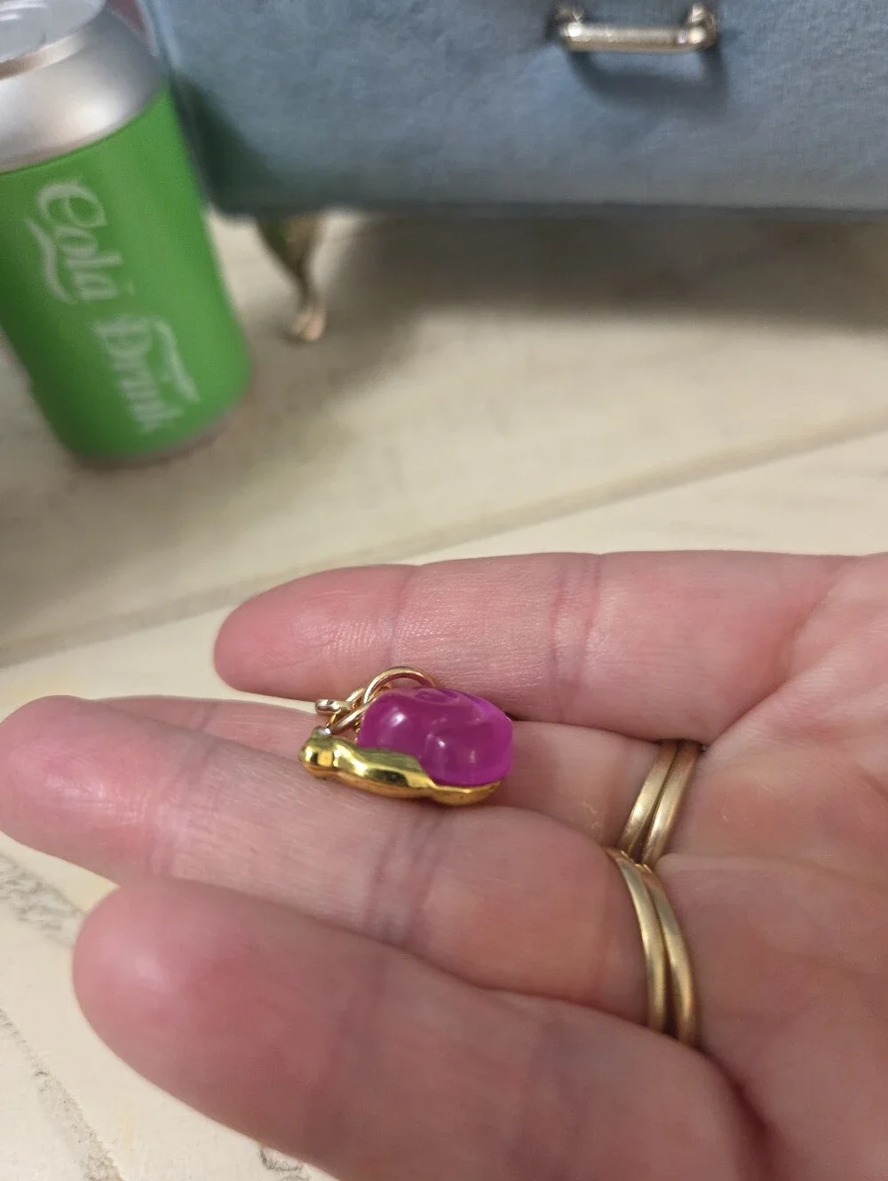 Pink & Gold Snail Bag Charm / Key Ring — Cute & NEW!